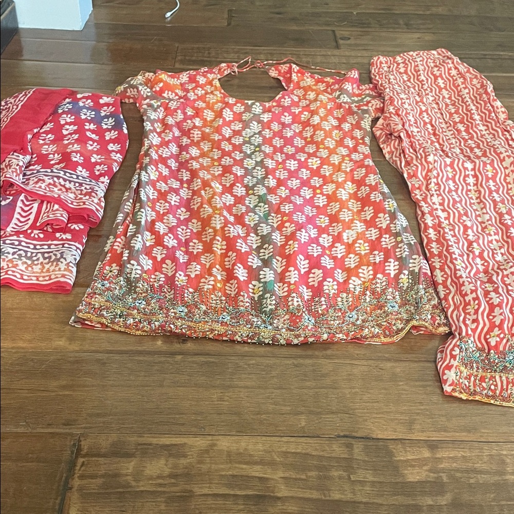 Orange and Multi Salwaar Suit